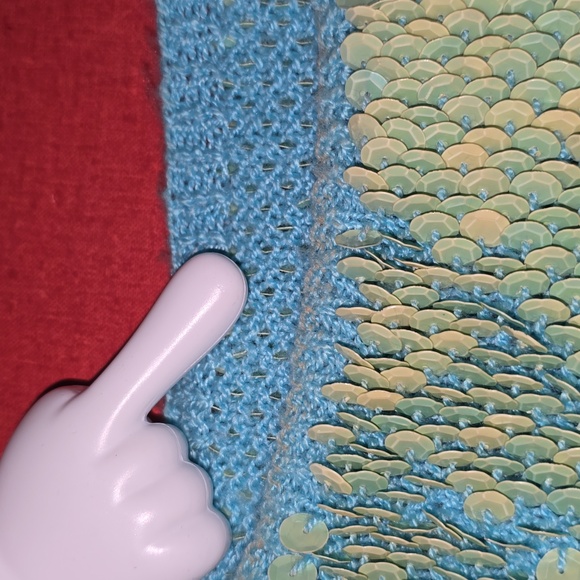 Teal/Lime Green Razzle Dazzle Sequin Blouse Size M - Picture 11 of 14